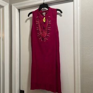 Large Magenta sleeveless dress or swim cover up boho style. like new condition